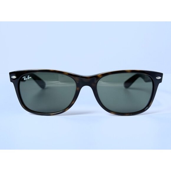 Ray-Ban RB2132 New Wayfarer Sunglasses 55mm Tortoise Frame Green G-15 Lens Italy - Picture 1 of 5